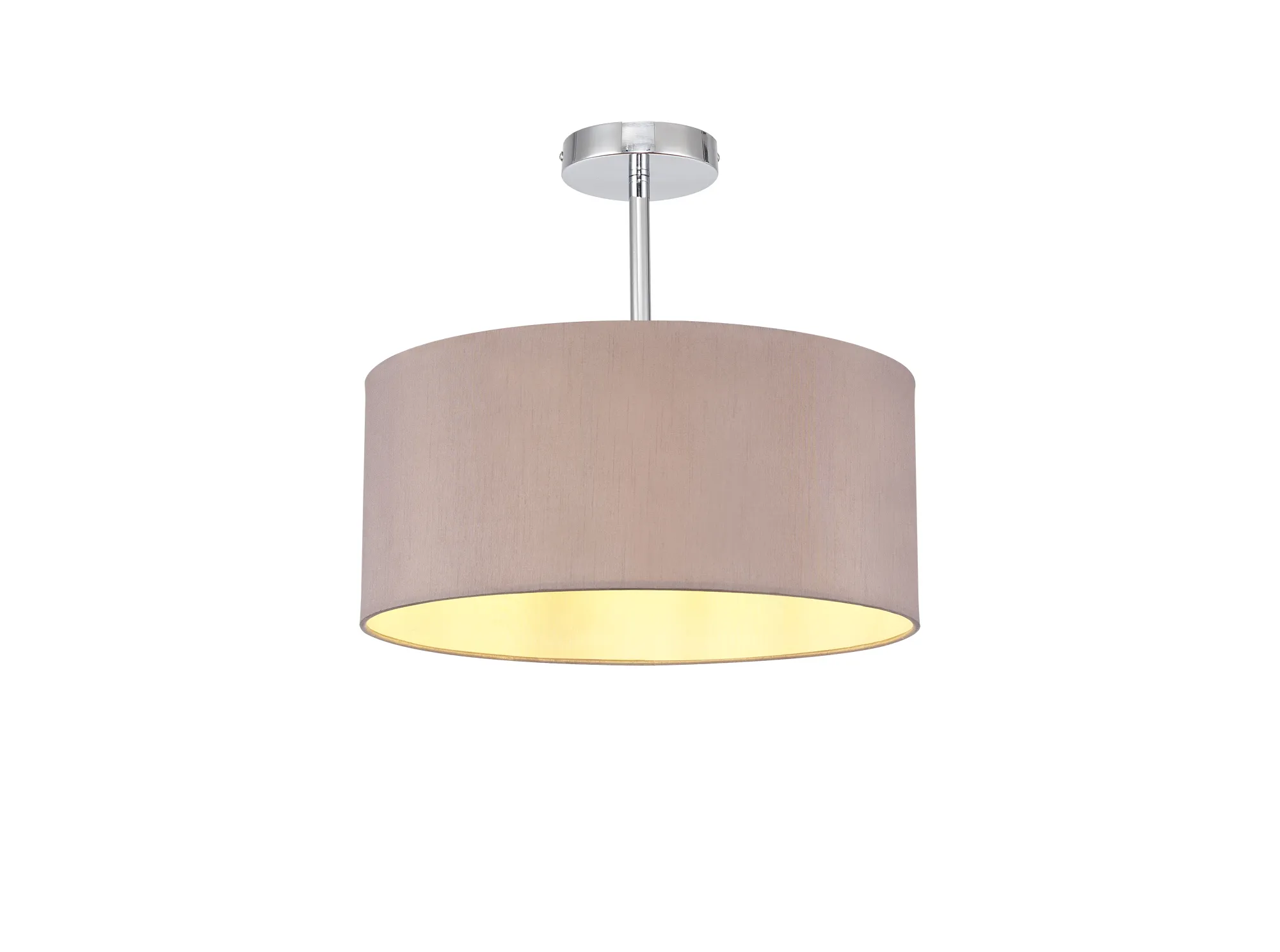 DK0089  Baymont 40cm Semi Flush 1 Light Polished Chrome; Taupe/Halo Gold